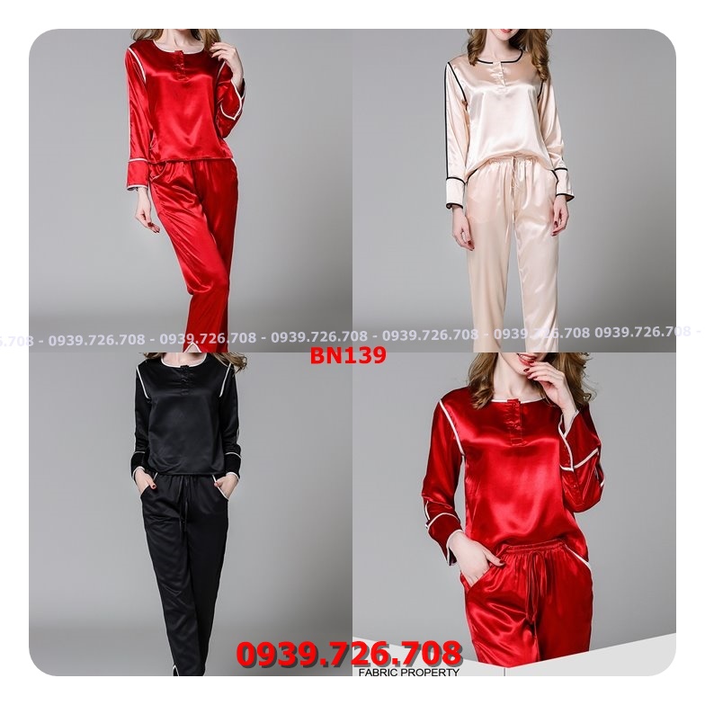 Bộ ngủ lụa quần dài sang trọng quý phái hàng đẹp chuẩn cao cấp