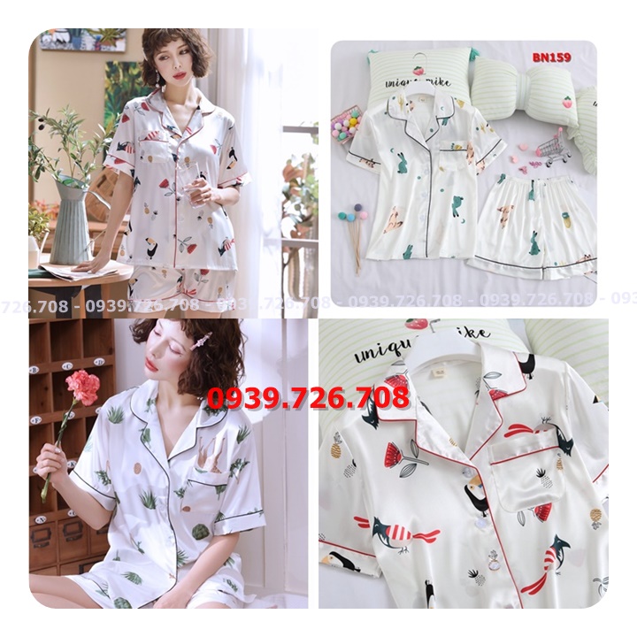 Bộ ngủ lụa pijama quần đùi tay ngắn chất đẹp