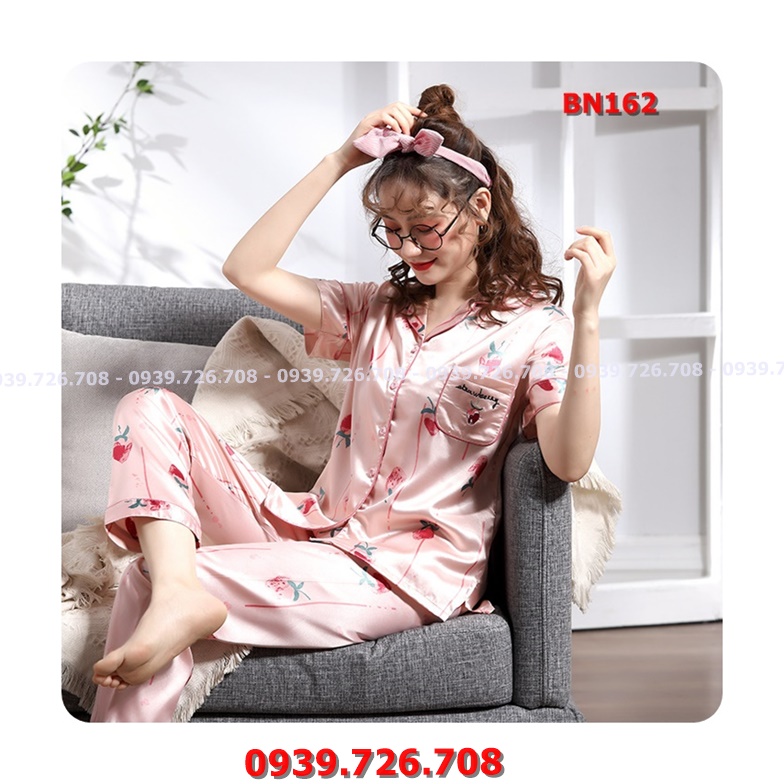 Bộ ngủ pijama quần dài tay ngắn chất lụa đẹp