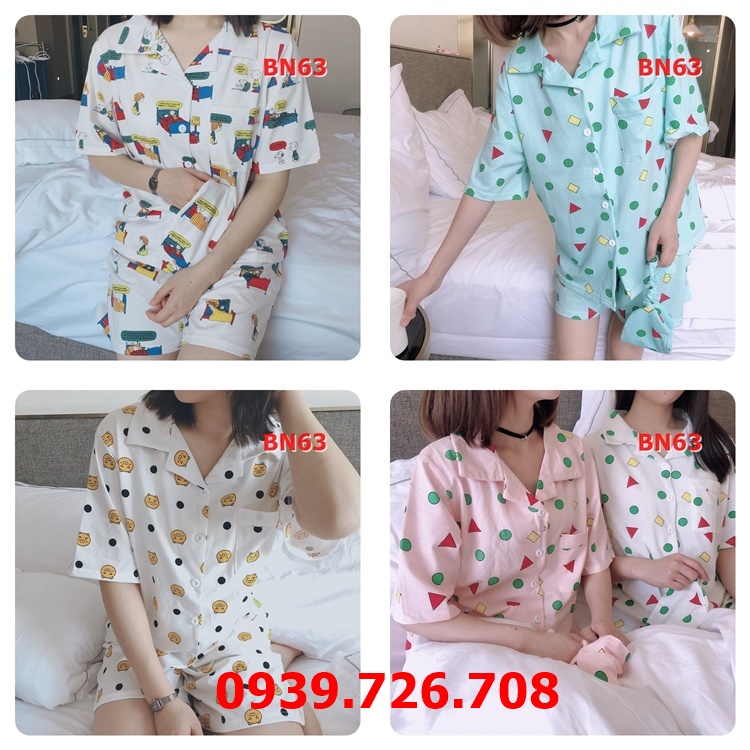 Bộ ngủ nữ pijama chất cotton tay ngắn thoáng mát