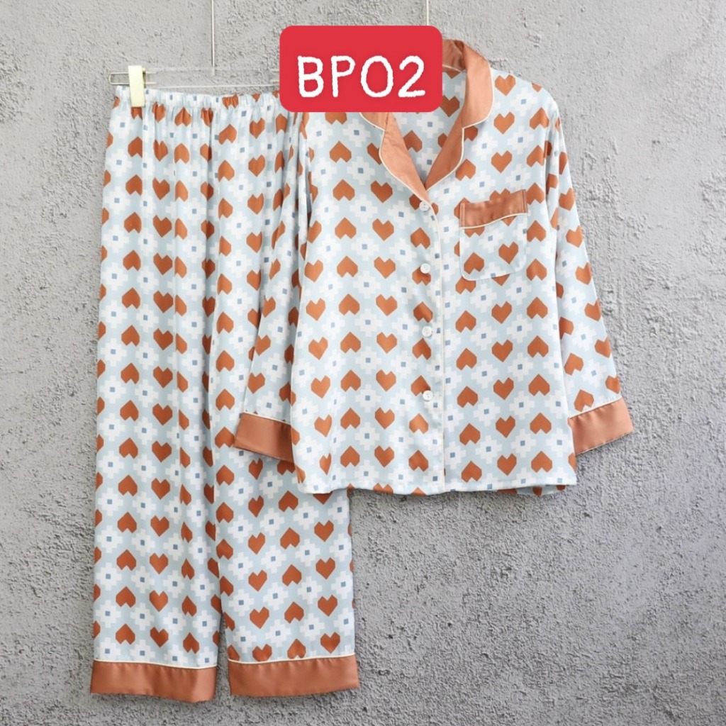 Đồ bộ mặc nhà cao cấp- Bộ đồ ngủ pijama lụa họa tiết viền màu quần dài tay dài cao cấp chất lụa mát rượi hàng đẹp chuẩn
