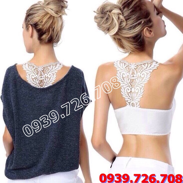 Áo lót bra crop ren lưng pha lưới