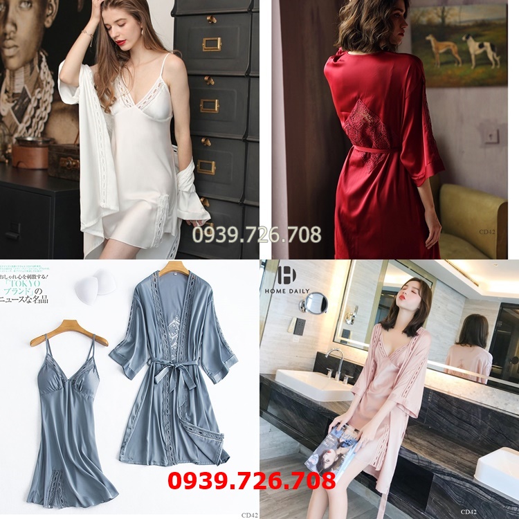 Mua Online Đầm Ngủ Quyến Rũ Áo choàng ngủ lụa satin cao cấpFreeship-Chất  Đẹp (Không kèm váy)M1 | Khuyến mãi giá rẻ 215.000 đ