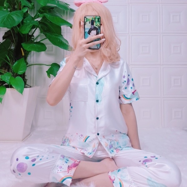 Bộ ngủ pijama hàng thiết kế quần dài tay ngắn phối chân chất lụa đẹp cao cấp