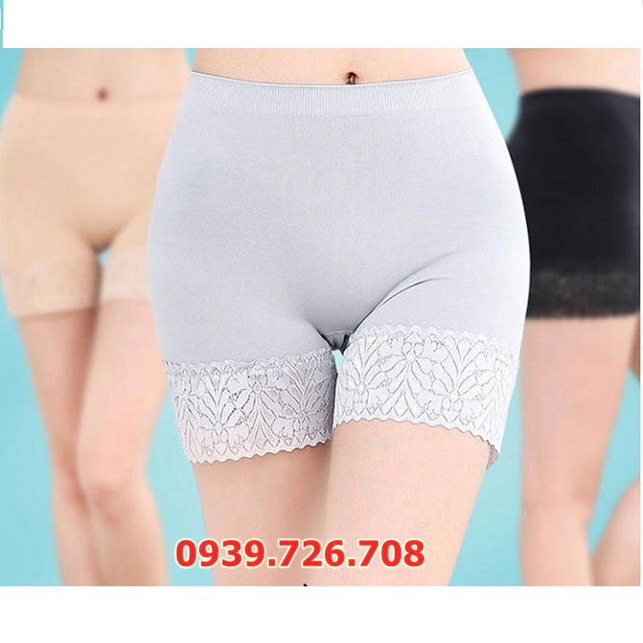 Quần lót mặc trong váy - Quần lót đùi nữ bảo hộ khi mặc đầm váy chất vải cotton 4 chiều cao cấp Màu TRẮNG ĐEN XÁM DA