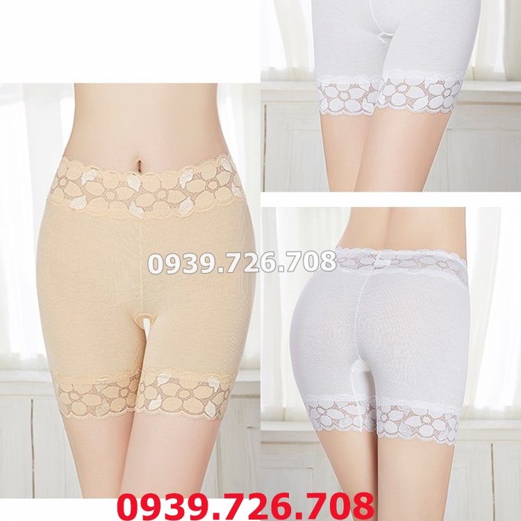 Quần lót mặc trong váy cotton kẻ sọc phối ren hoa rất đẹp