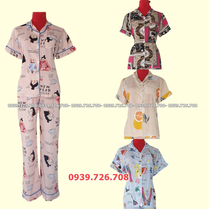 Bộ ngủ Pijama chất lanh mịn mát quần dài tay ngắn