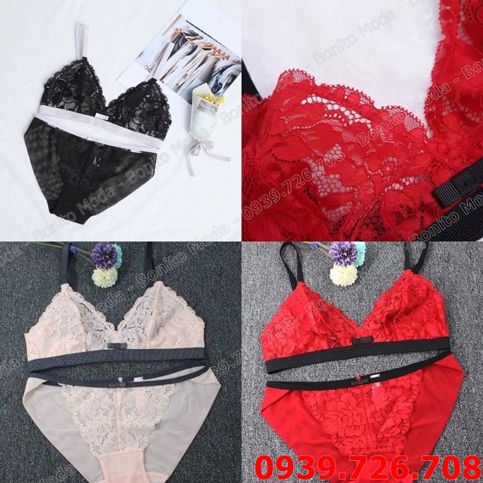 Bộ đồ lót Pinkdear bralette ren ko gọng ko mút