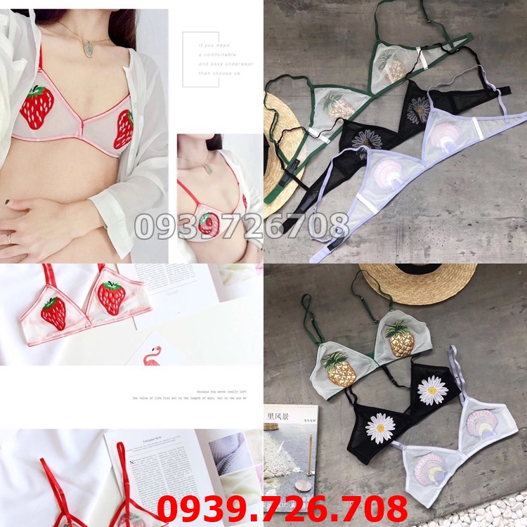 Bộ đồ lót bralette thảo mộc ko gọng ko mút