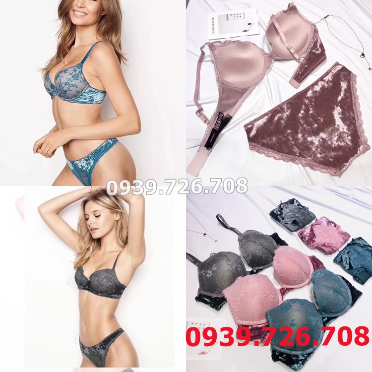 Bộ đồ lót ren phối nhung