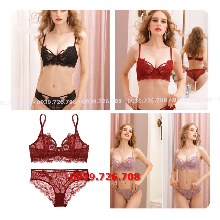 Bộ đồ lót ren cách điệu hoa nỗi có gọng ko mút bảng rộng 2 móc