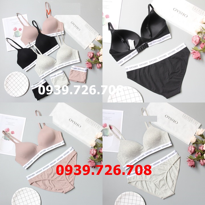 Bộ đồ lót coton ko gọng ko mút viền chữ