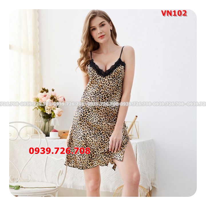 Đầm ngủ lụa mango WANNABE DNS81 váy ngủ 2 dây cổ xẻ sâu, nhúng ren viề –  Wannabe