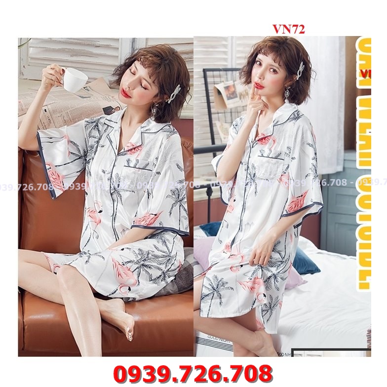 Váy ngủ pijama lụa Thái Tuấn cao cấp PJ460 - Hana Lady