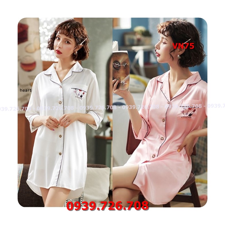 Váy ngủ pijama lụa Thái Tuấn cao cấp PJ460  Hana Lady