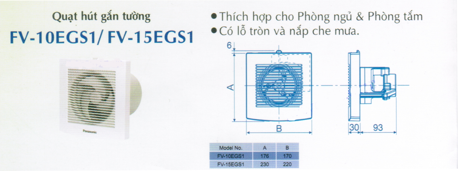 Quạt hút âm tường Panasonic FV-10EGS1