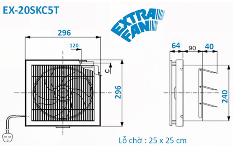 Quạt thông gió ốp tường EX-20SKC5T (8 inch)