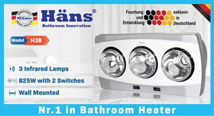 Đèn sưởi nhà tắm Hans 3 bóng H3B