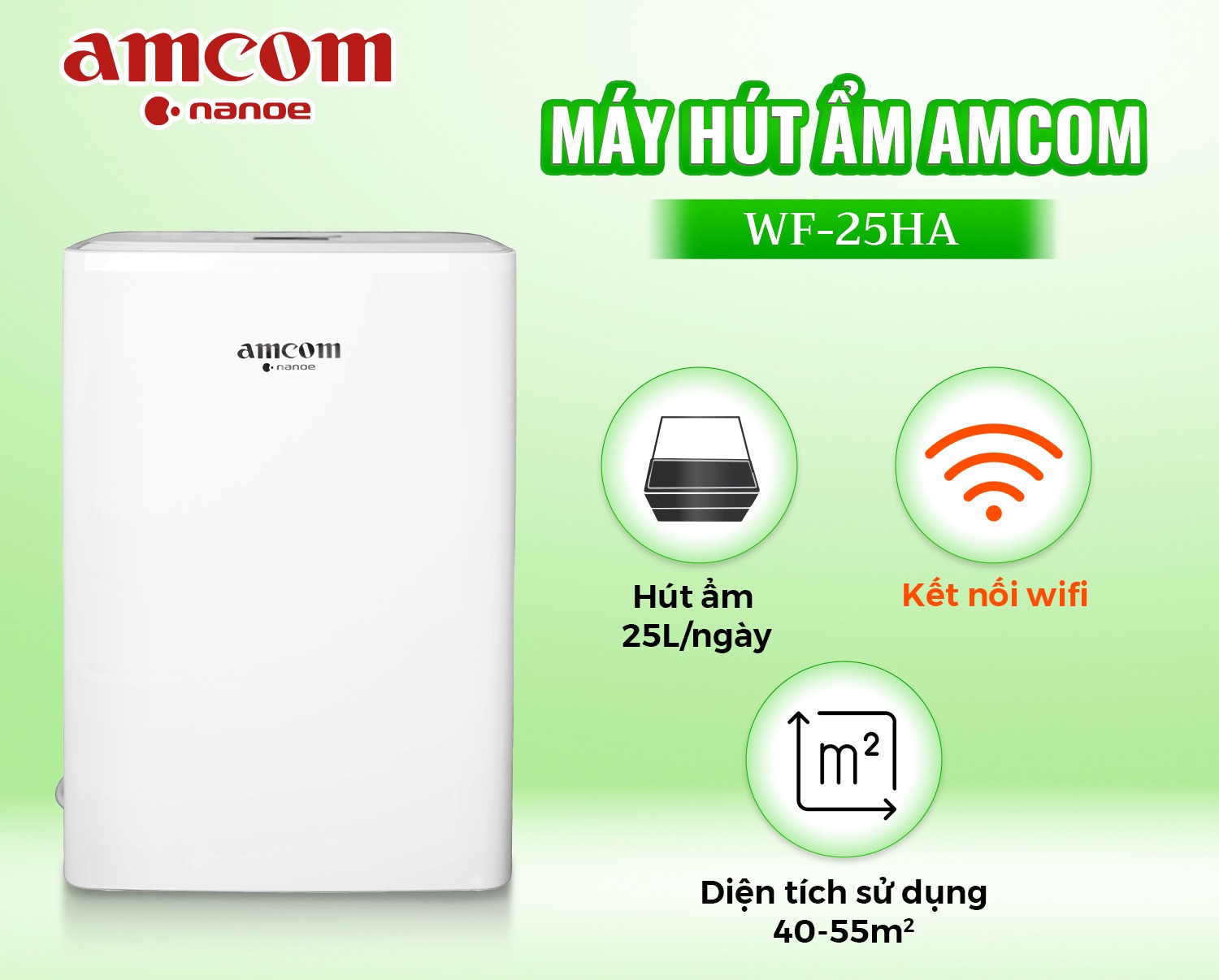 Máy hút ẩm và lọc không khí Amcom WF-25HA 