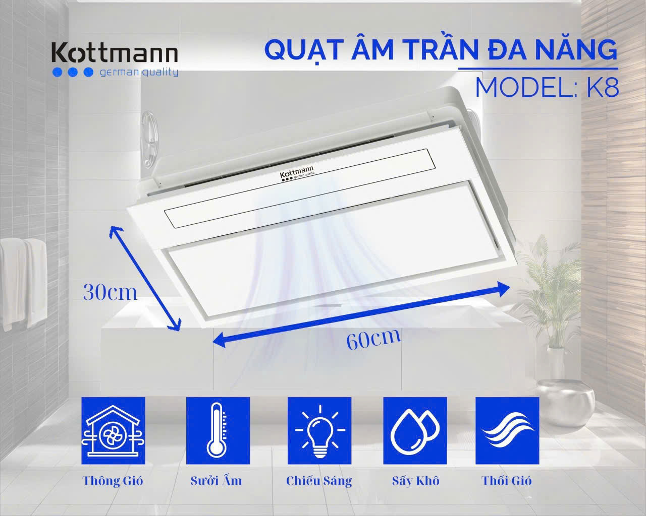 Quạt âm trần Kottmann K8 