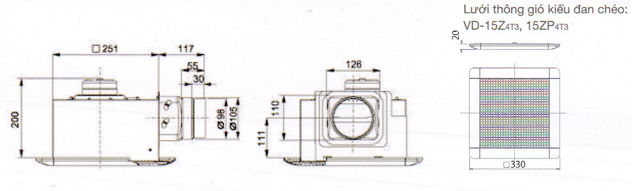 Quạt thông gió âm trần Mitsubishi VD-15Z4T5