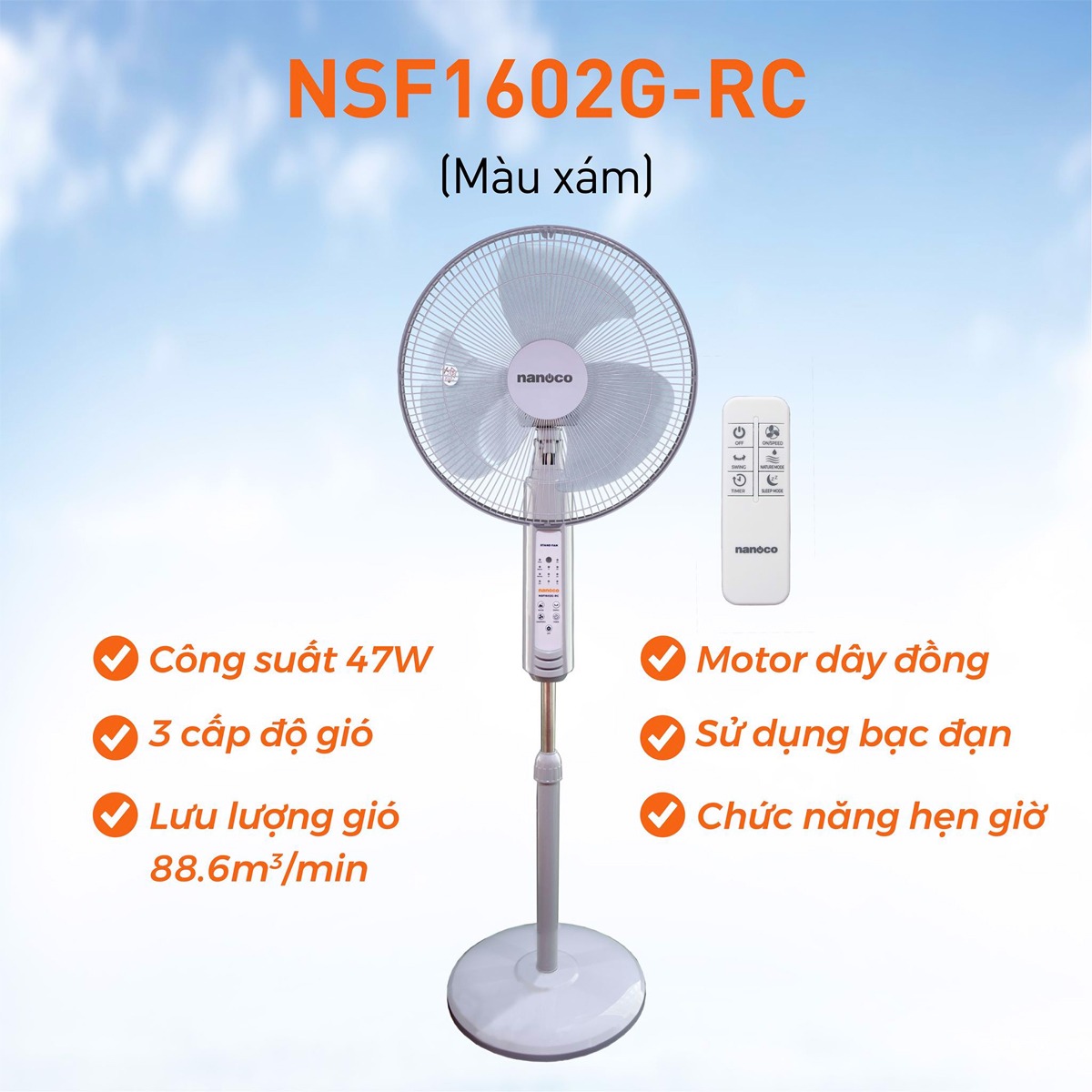 Quạt đứng Nanoco NSF1602G-RC