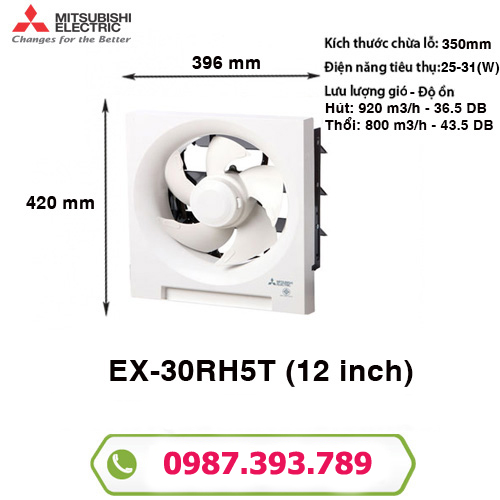 Quạt thông gió gắn tường Mitsubishi EX-30RH5T - 2 chiều