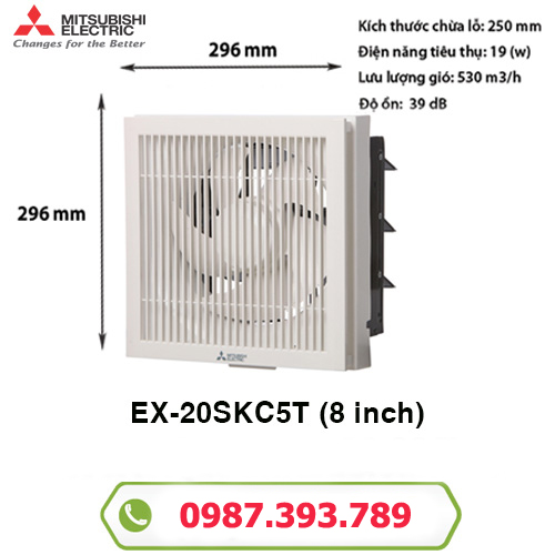 Quạt thông gió gắn tường Mitsubishi EX-20RH5T - 2 chiều