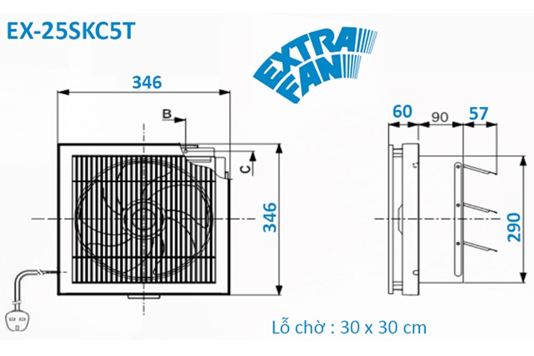 Quạt ốp tường EX-25SKC5T