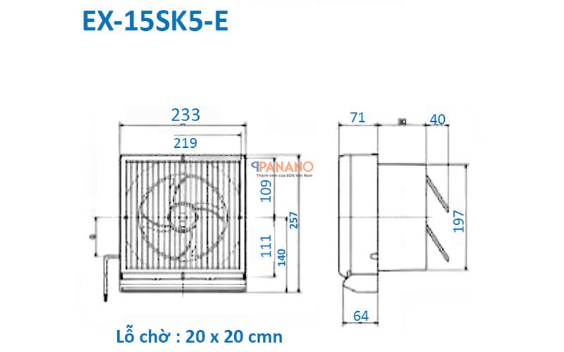 Quạt thông gió ốp tường Mitsubishi EX-15SK5-E