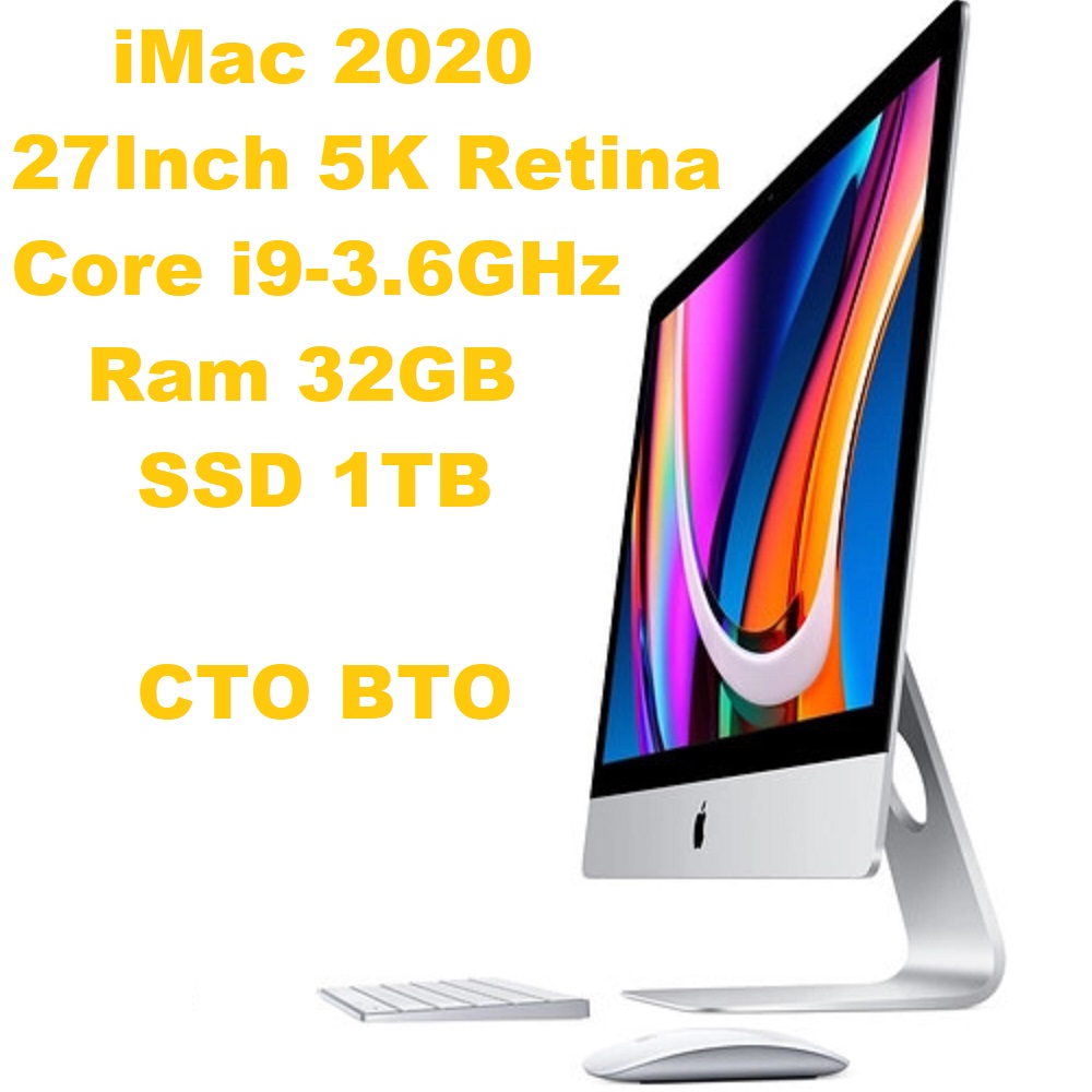 iMac 2020 27Inch 5K Retina Core i9-3.6GHz Ram 32GB SSD 1TB, 27-Inch, BTO CTO - iMac20,1 - A2115 - 3442