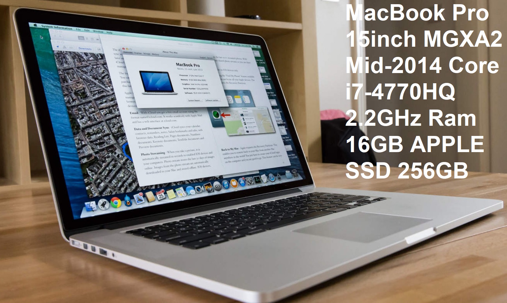 MacBook Pro 15inch MGXA2 Mid-2014 Core i7-4770HQ 2.2GHz Ram 16GB APPLE SSD 256GB