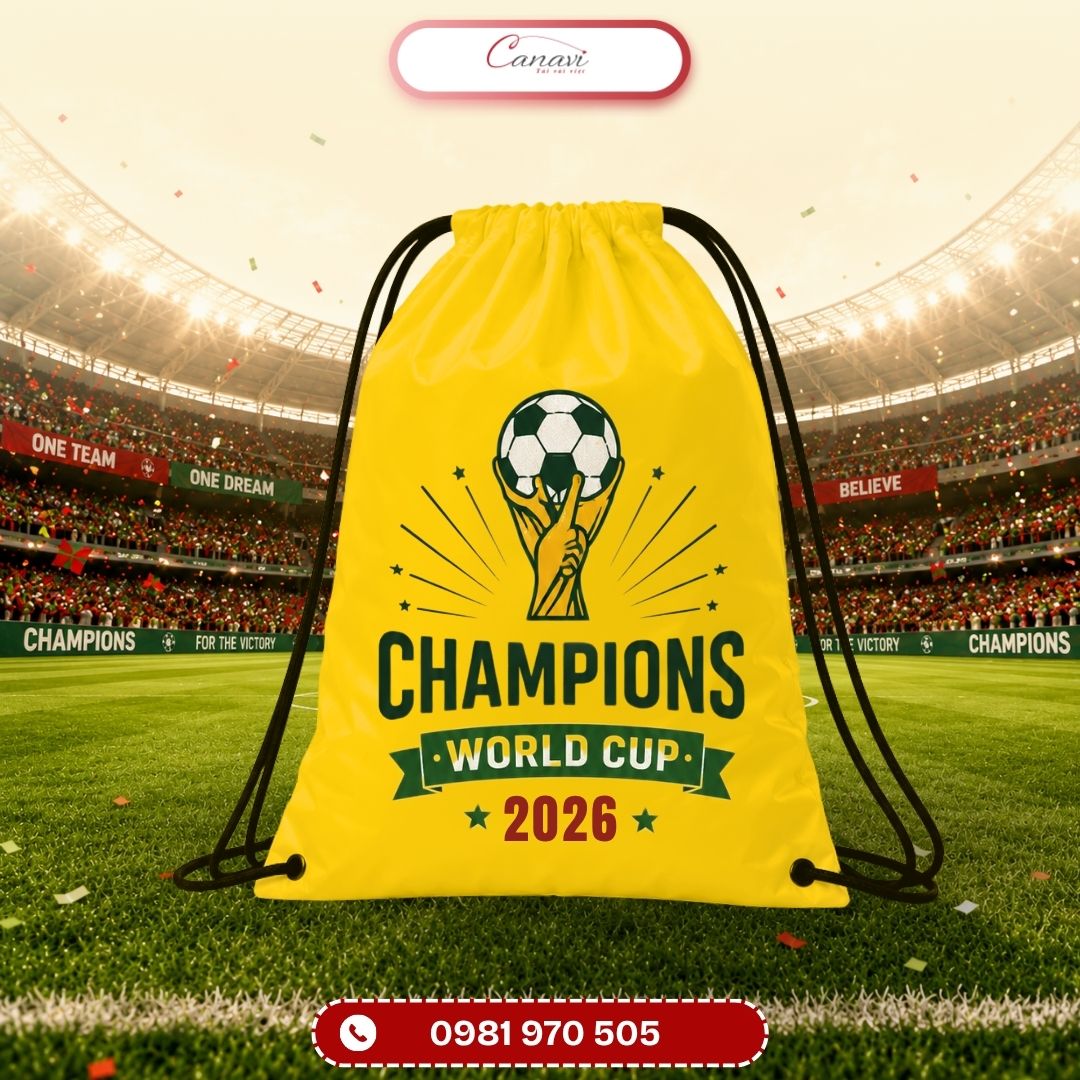 Balo dây rút vải dù họa tiết World Cup 2026