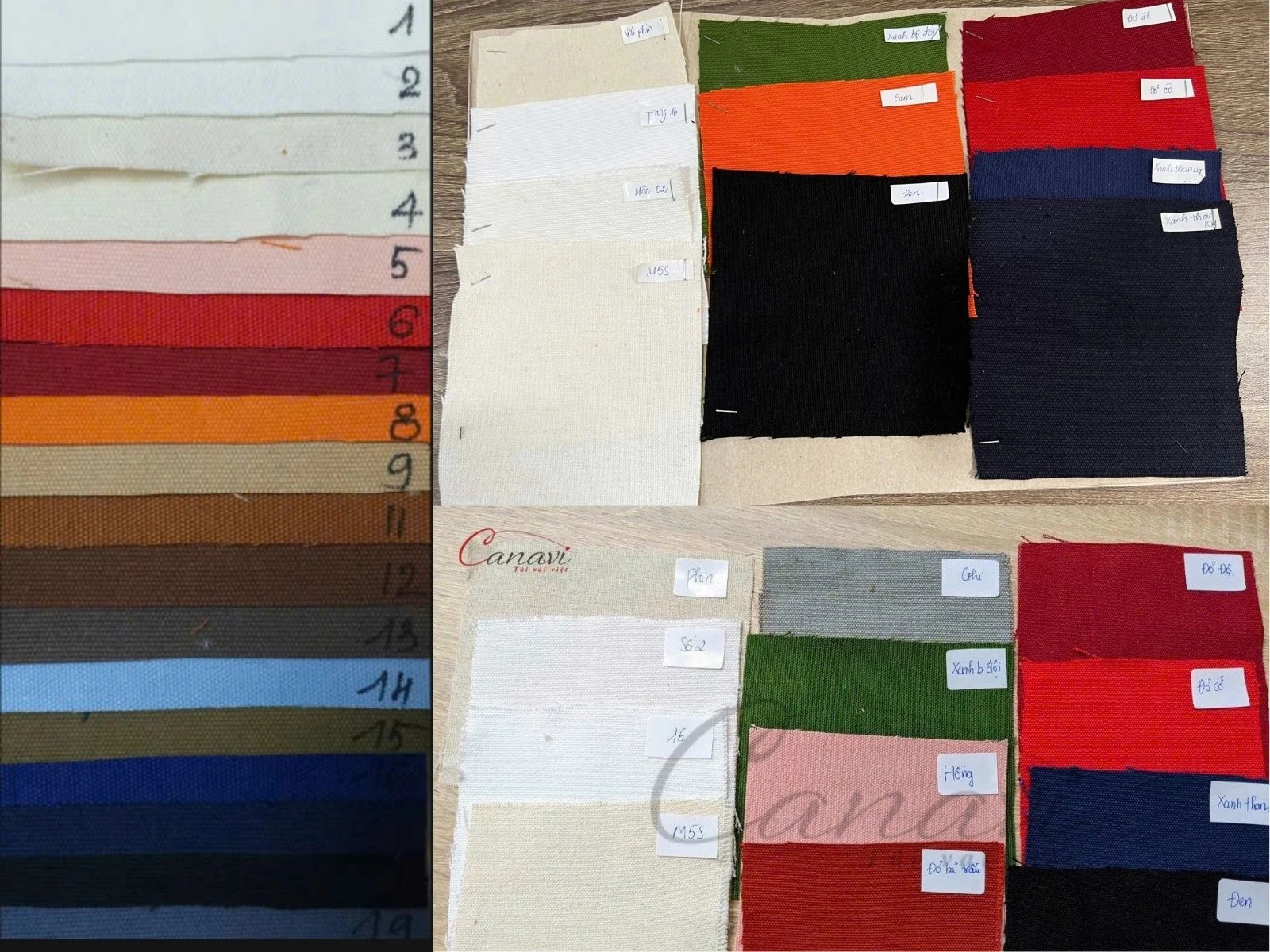 Bảng màu vải canvas