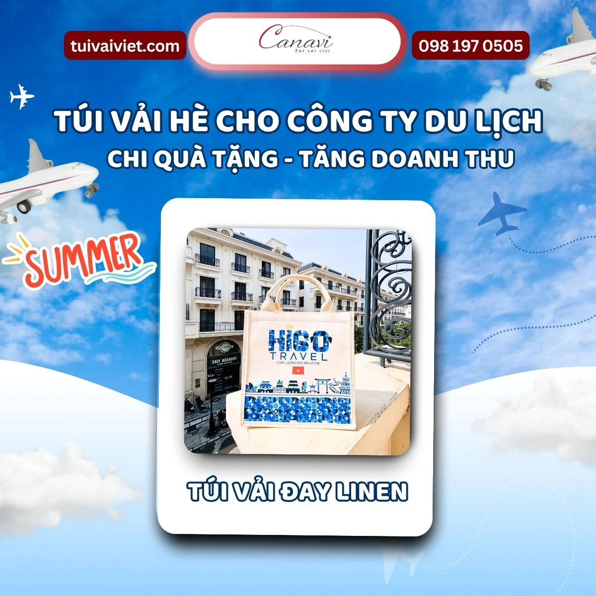 Túi vải đay phong cách vintage sang trọng cho công ty du lịch