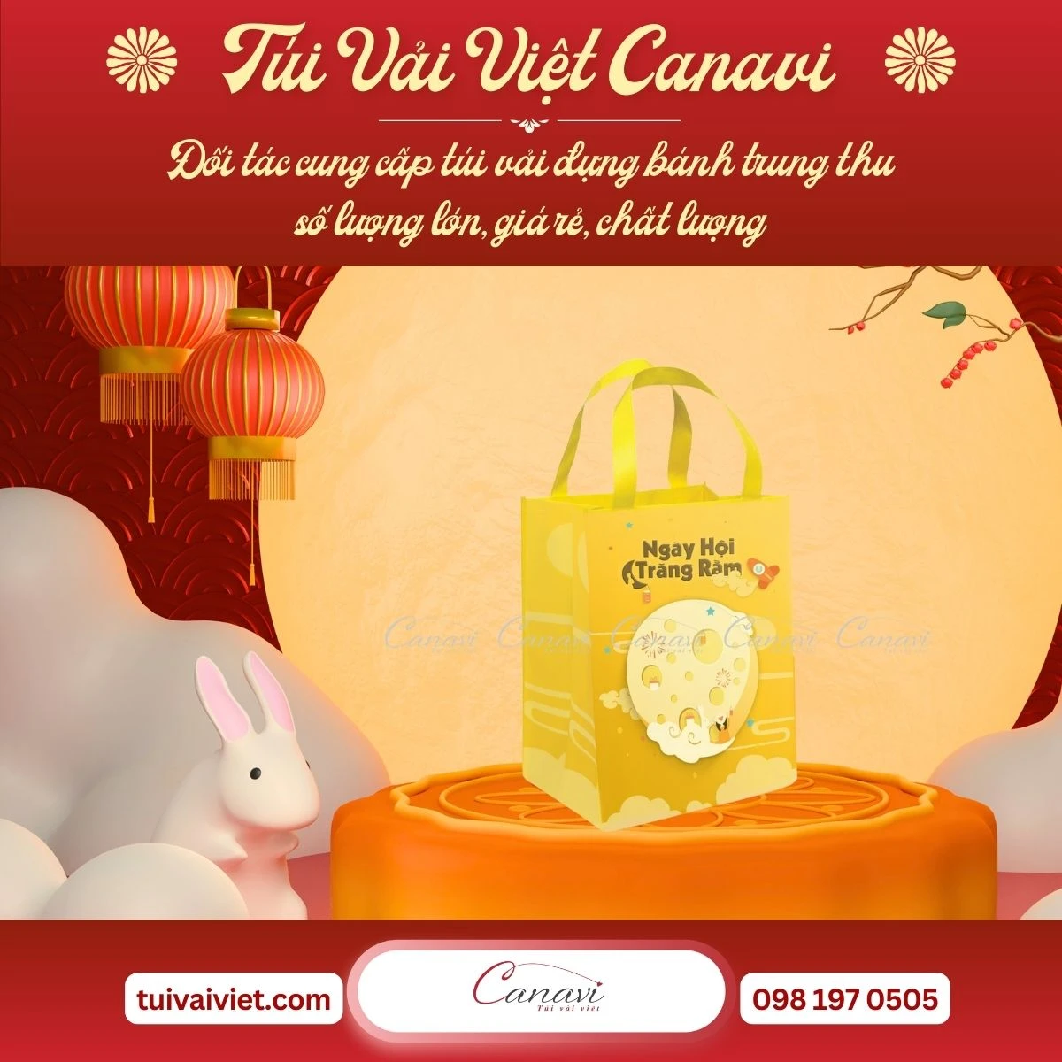Túi vải Việt Canavi - Đối tác cung cấp túi vải đựng bánh trung thu số lượng lớn, giá rẻ cho các xưởng làm bánh
