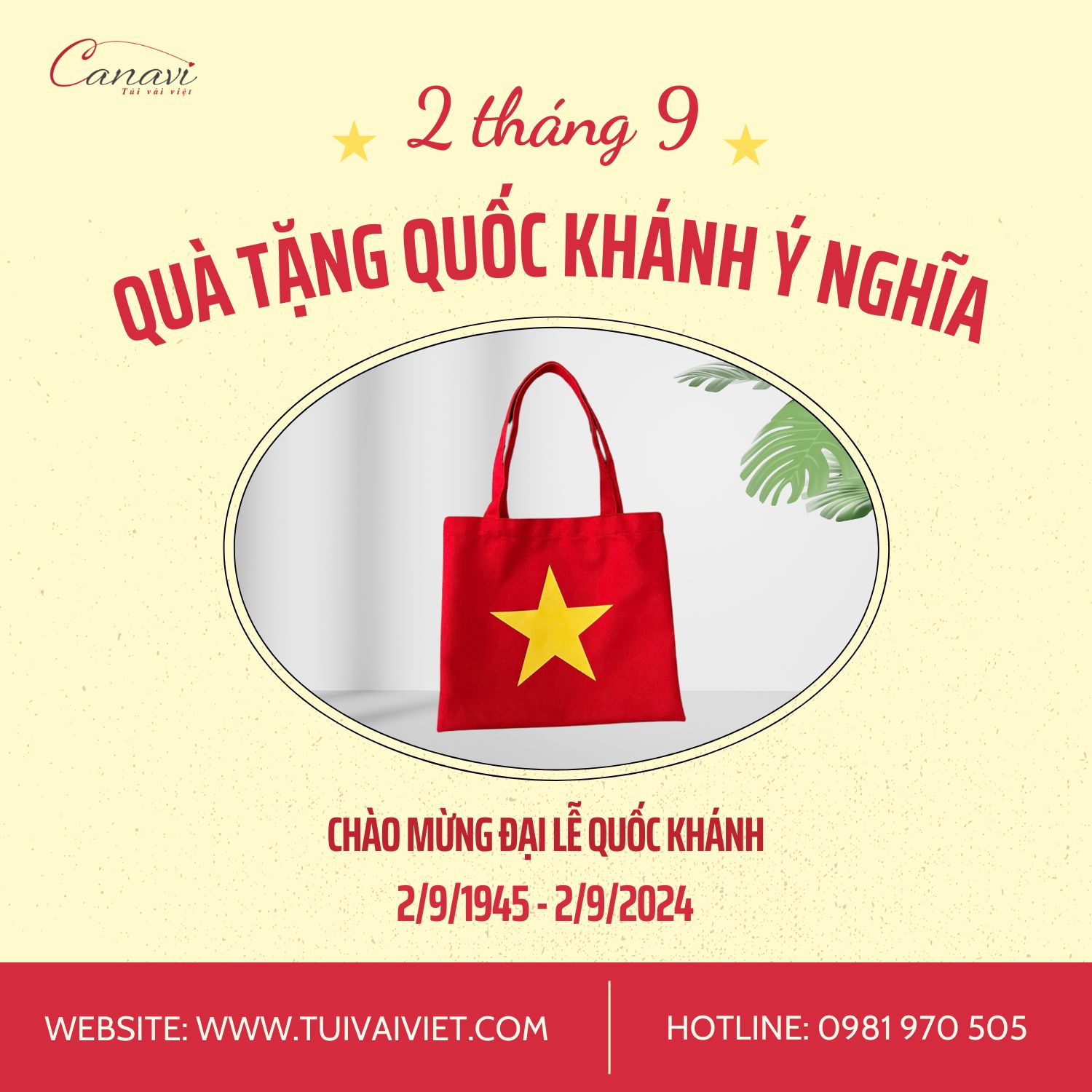 Túi vải canvas in hình lá cờ Việt Nam 