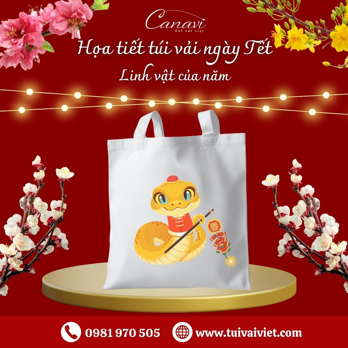 họa tiết túi đựng quà tết linh vật của năm