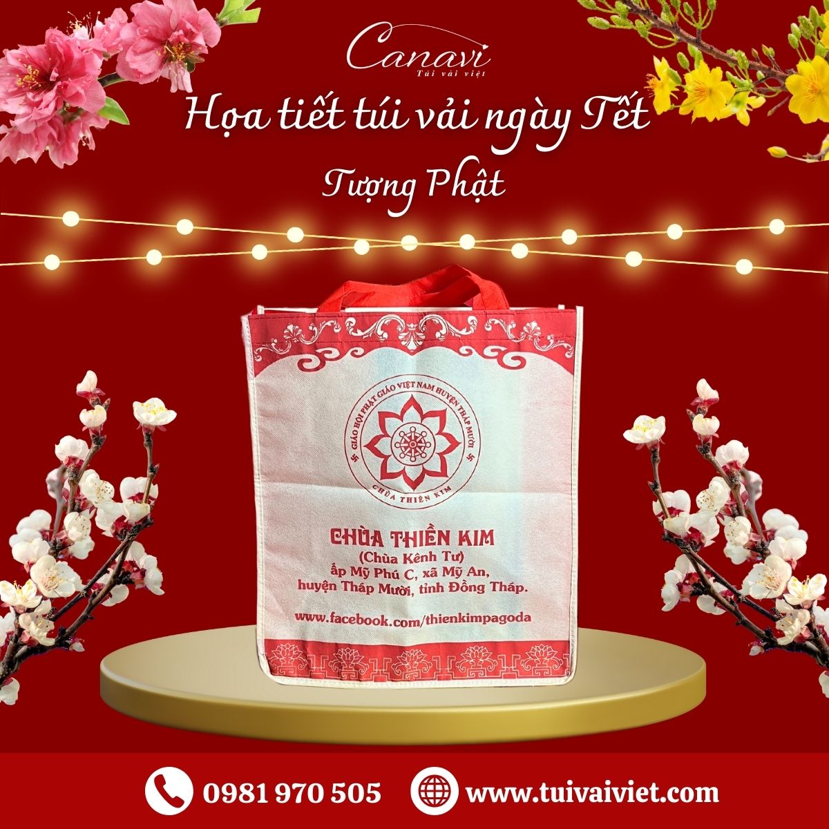 họa tiết túi đựng quà tết tượng phật