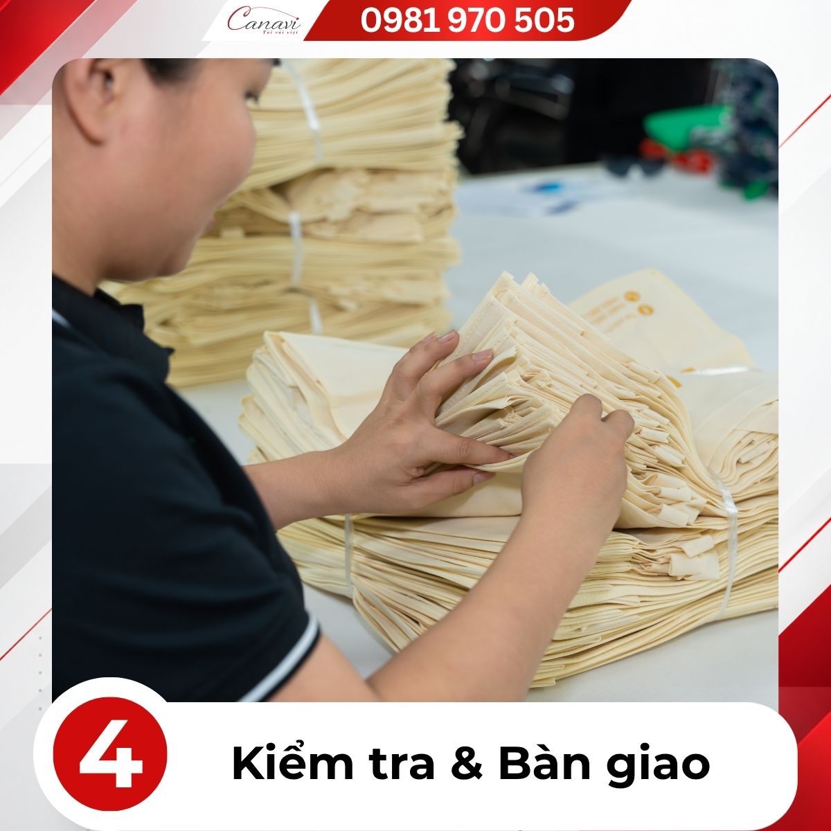 Kiểm tra và bàn giao đơn hàng túi vải