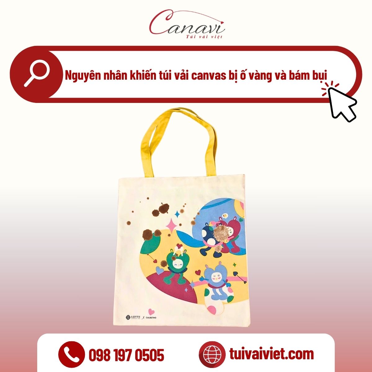 Nguyên nhân khiến túi vải canvas bị ố vàng và bám bụi