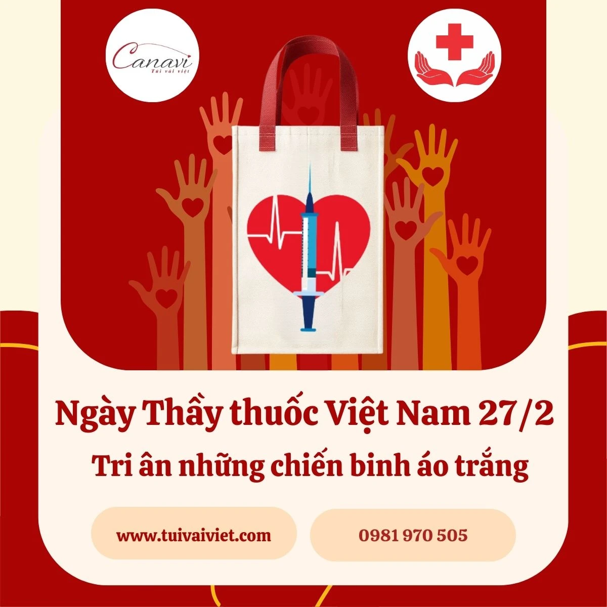 túi vải không dệt làm quà tặng nhân ngày 27/2