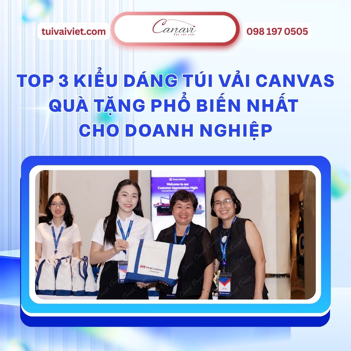 Top 3 kiểu dáng túi vải canvas quà tặng phổ biến nhất cho doanh nghiệp