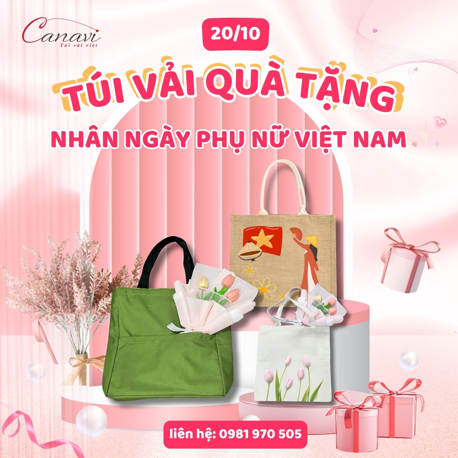 Top 5 mẫu túi vải làm quà tặng nhân ngày Phụ nữ Việt Nam