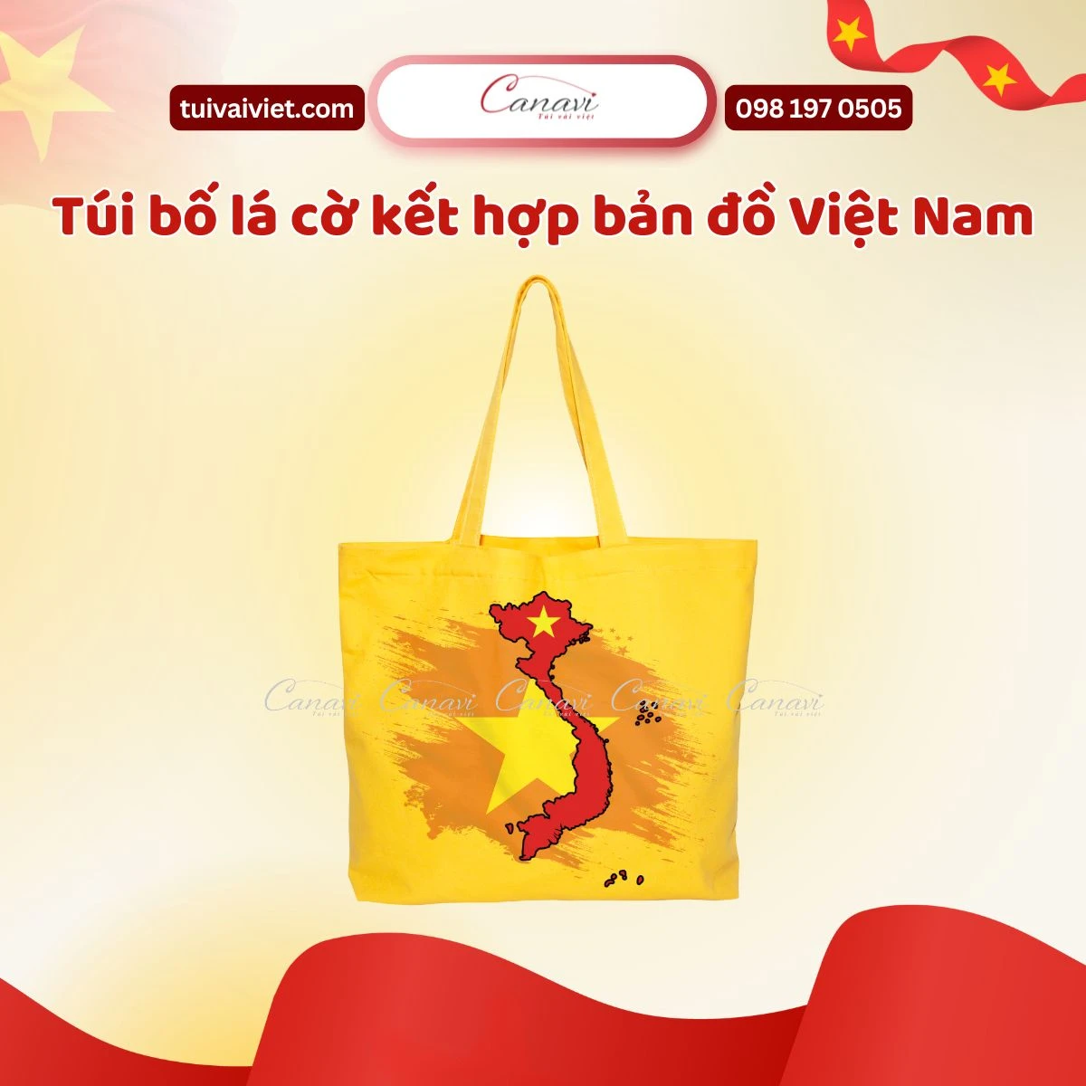 Túi bố lá cờ kết hợp bản đồ Việt Nam