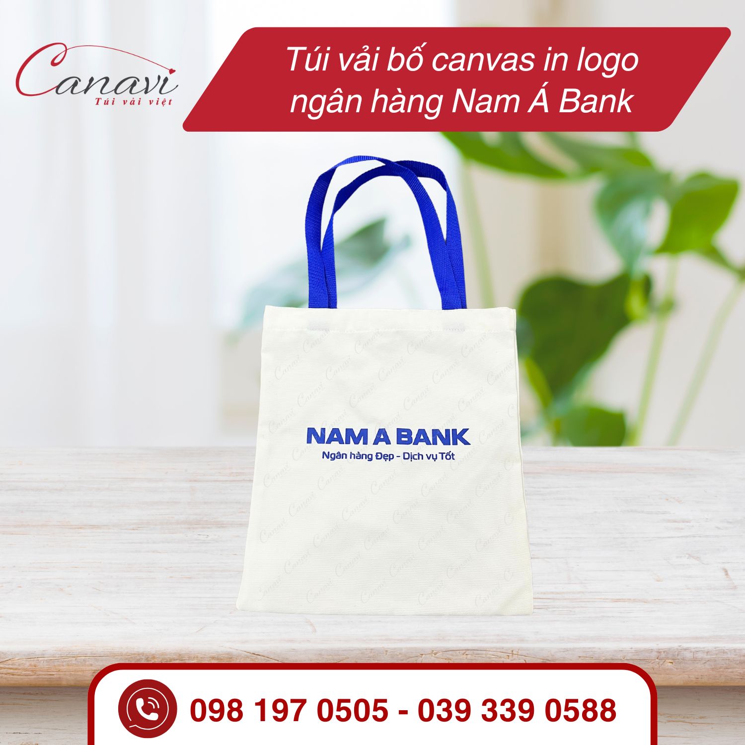 Túi vải bố canvas in logo ngân hàng Nam Á Bank