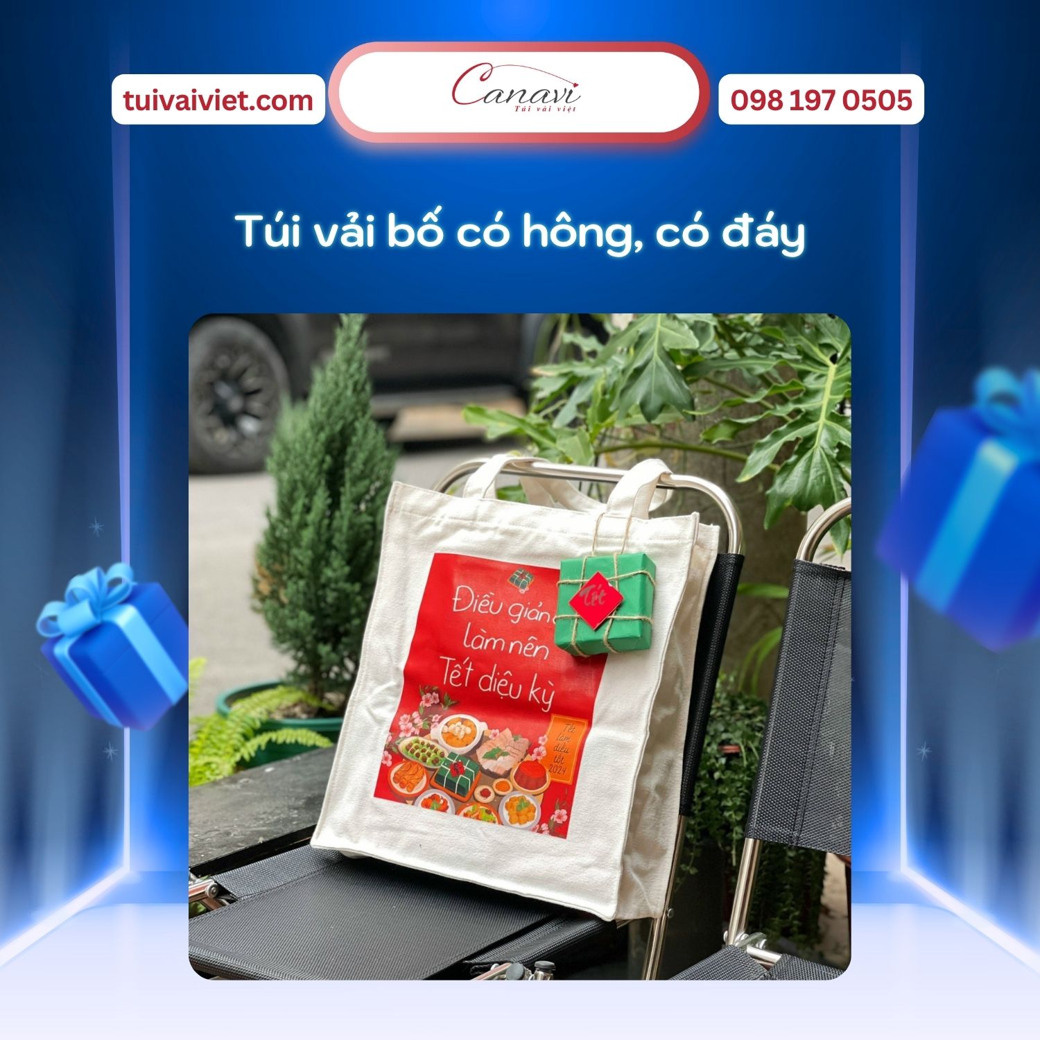 Túi vải bố có hông, có đáy