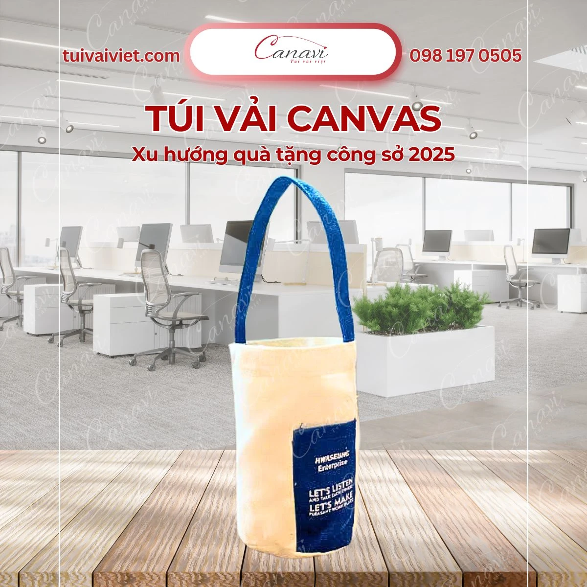 Túi vải canvas có khóa kéo
