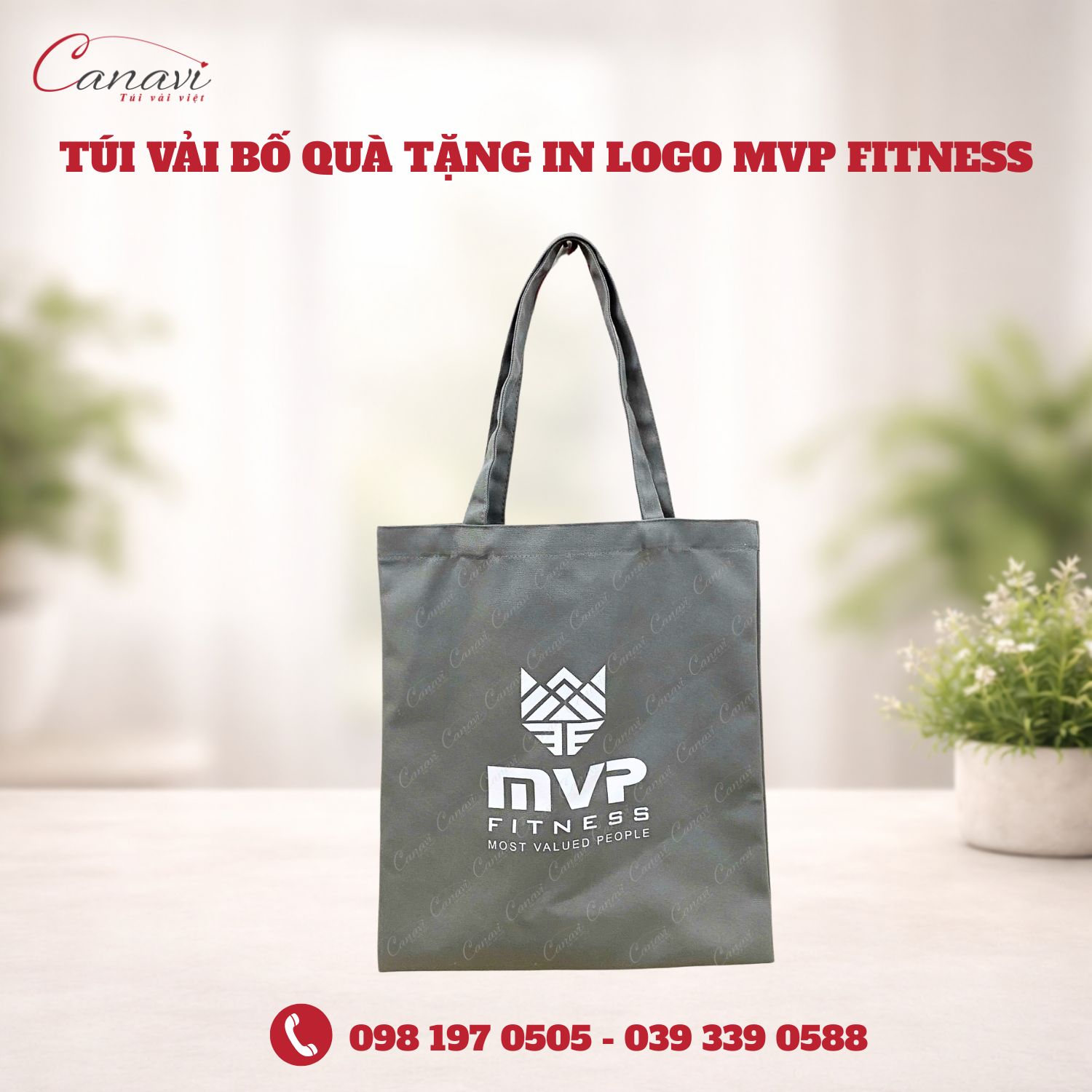 Túi vải bố quà tặng in logo MVP Fitness