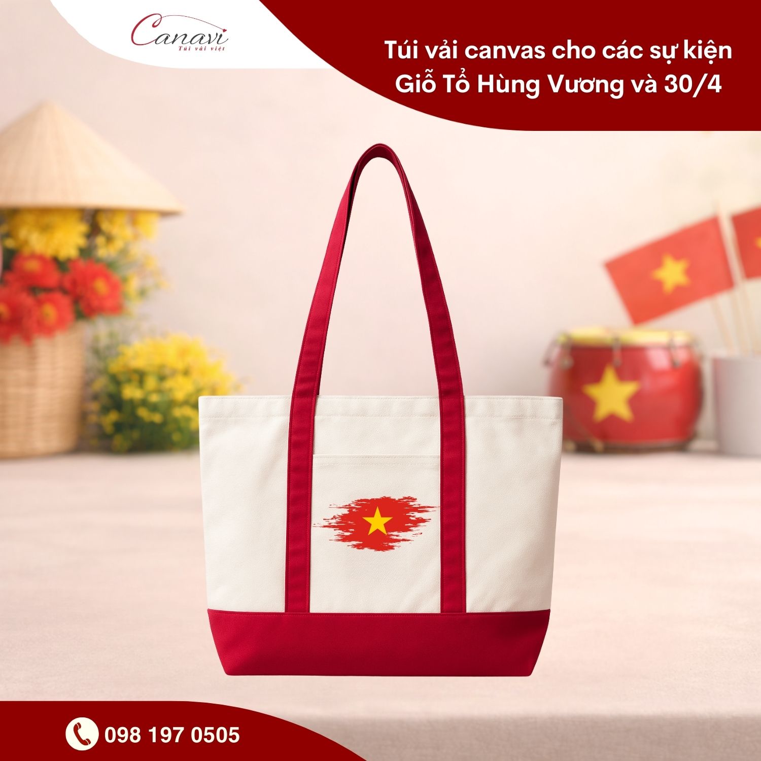 Ứng dụng túi vải canvas trong các sự kiện Giỗ tổ, 30/4